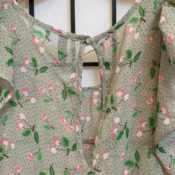 H&M Sheer Grey Cherries Blouse - Picture 3 of 3